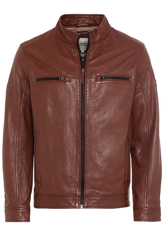 camel active Men's 431580/1L21 Leather jacket, COGNAC, 48