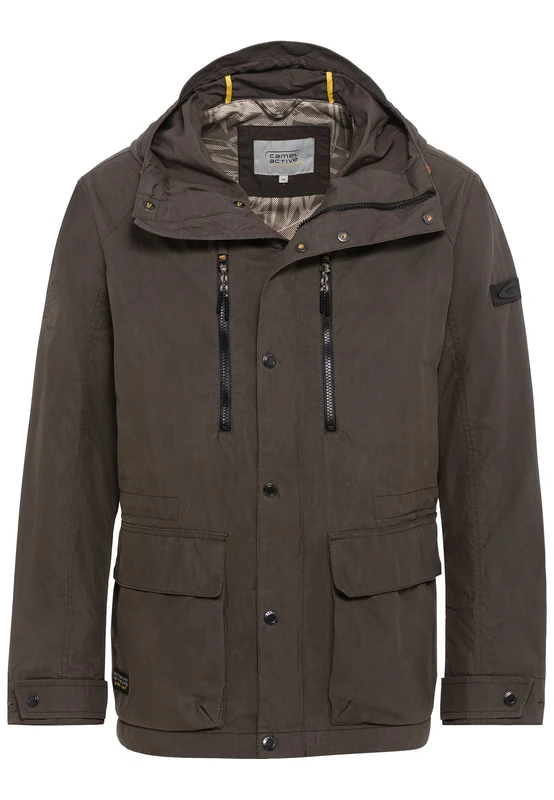 camel active Men's Multi-Pocket Jacket with Hood, Olive brown, 50