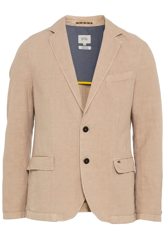 camel active Men's Cotton Linen Mix Jacket, Sand, 19