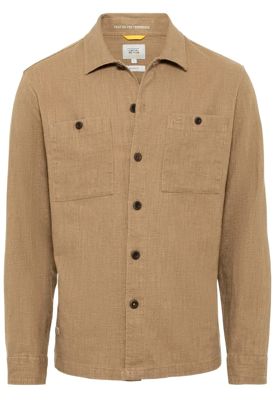 camel active Men's 409332/1S42 Shirt, Wood, S, Wood, S