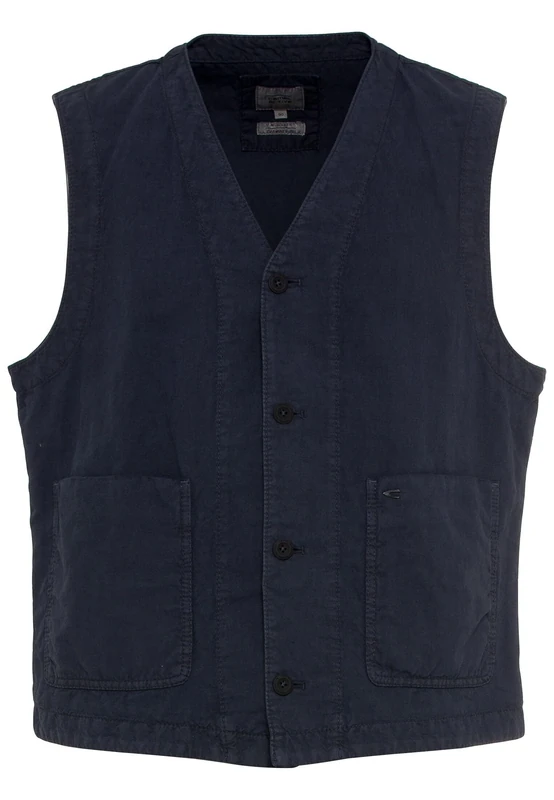 camel active Men's Casual Vest Made from a Cotton Linen Mix Evening Suit Set, blue, 52