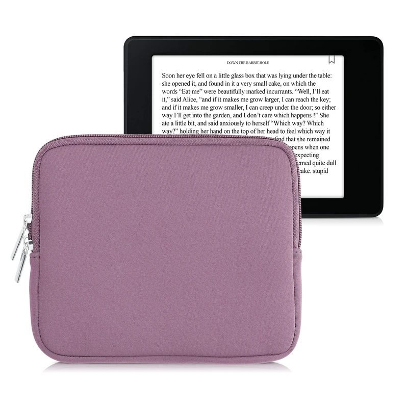 kwmobile Neoprene e-Reader Pouch Size 6,8-7" eReader - Universal eBook Sleeve Case with Zipper - Lavender