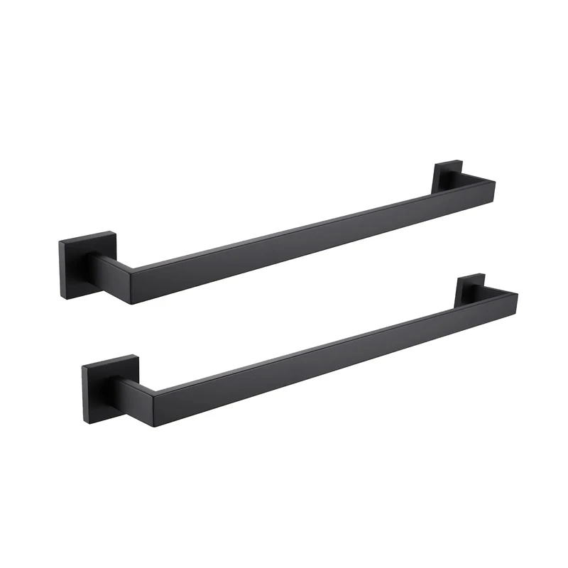 2 Pieces Bath Towel Bars LANC Matte Black 24-Inch Bathroom Double Towel Racks Kitchen Hand Towel Holders Stainless Steel Wall Mount Towel Hanger Rods,A8804-6MB