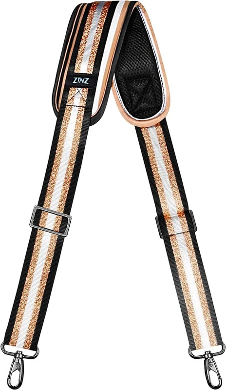 ZINZ Padded Adjustable Shoulder Strap Replacement for Bags - Black Gold
