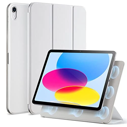 ESR for iPad 10th Generation Case 2022 10.9 inch, Rebound Magnetic Case, Convenient Magnetic Attachment, Two-Way Trifold Stand, Lightweight Protection, Auto Sleep/Wake, Silky-Smooth Cover, White