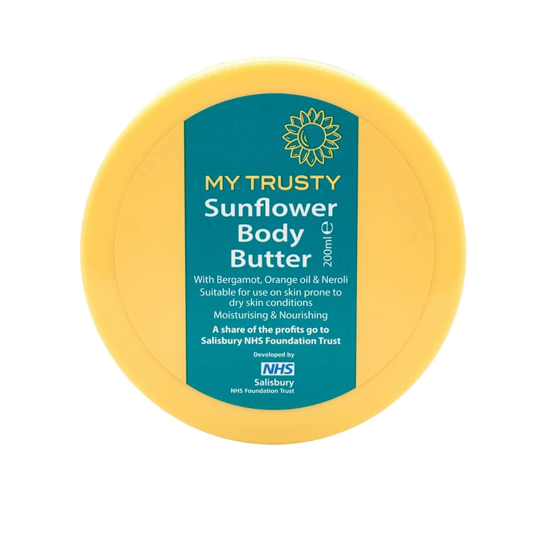 My Trusty Sunflower Body Butter, Suitable for Dry Skin and Skin Prone to Eczema, Vegan Friendly with Natural Ingredients, Bergamot Orange & Neroli Scent, 200ml