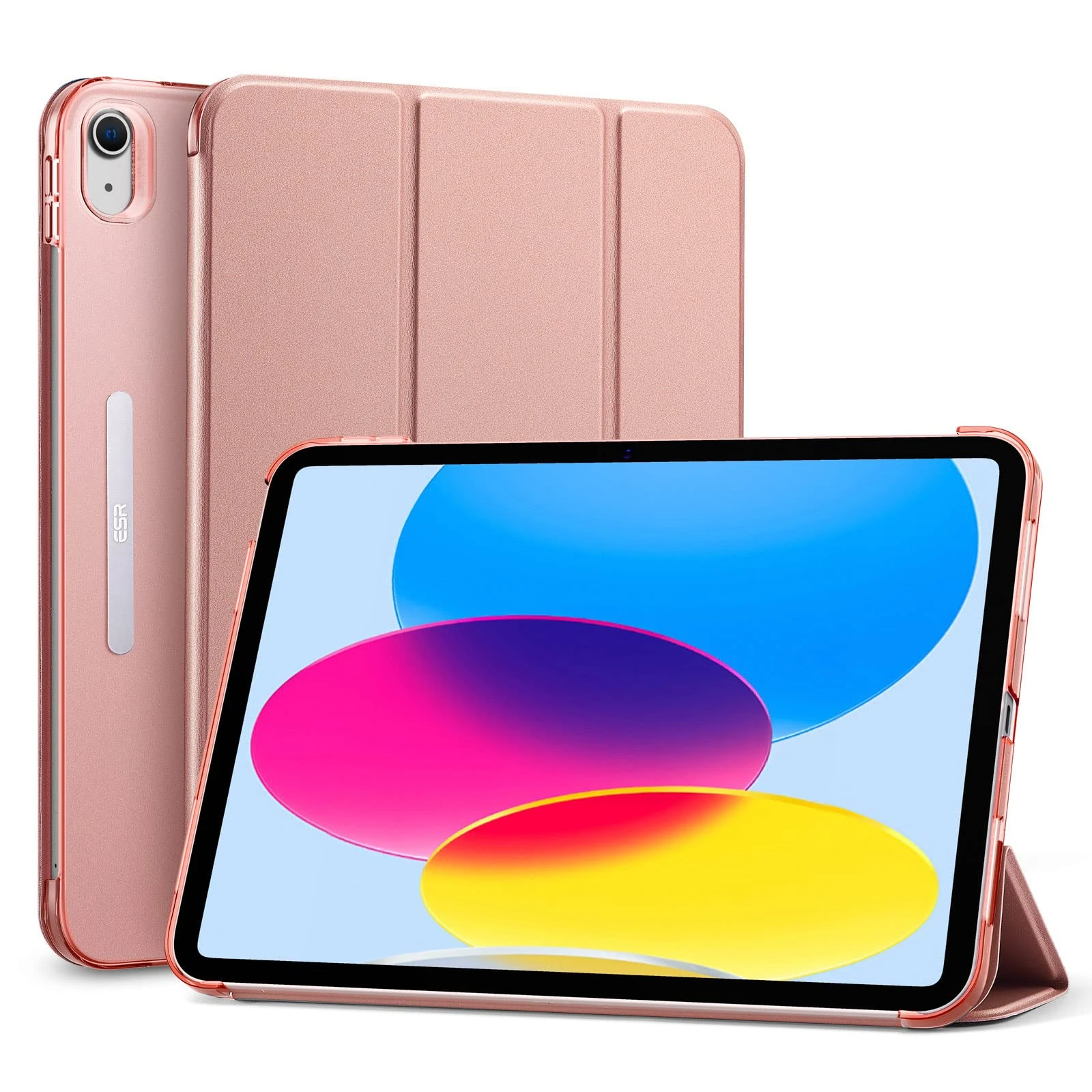 ESR for iPad (A16) 11th/10th Generation Case 2025/2022, iPad 10.9 inch Pencil Case, Built-in Pencil Holder, Flexible Back Cover, Trifold Stand, Auto Sleep/Wake, Rebound Series, Rose Gold