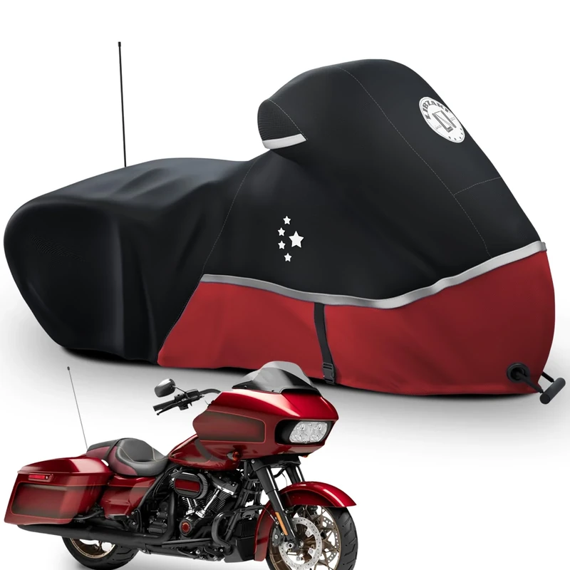 LI LIBZAKI Motorcycle Cover Storage for Touring Models Harley Davidson Road King,Road Glide,Street Glide, Electra Glide,Heritage Classic,Low Rider-ST,and Most Motorcycles RED
