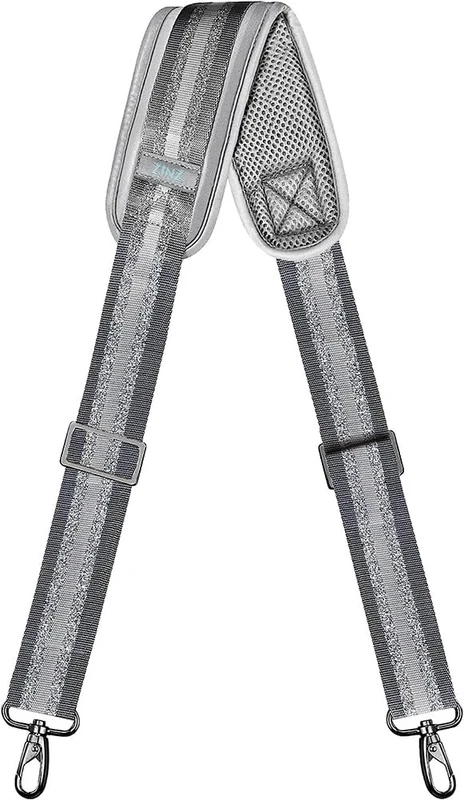 ZINZ Shoulder Strap Replacement Padded Adjustable Bag Strap for Tote Messenger Duffle Bags,Gray Silver,57 inch
