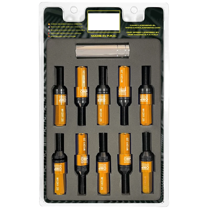 OMP SPEED - Set of Performance Screws with Aluminium Protection, M12X1.25, HEX: 17-19, L: 28 mm, Colour: Orange