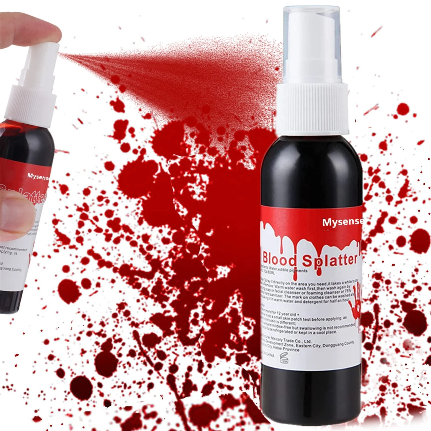 Mysense Fake Blood Makeup Spray 2.1Oz(60ml),Halloween Realistic Fake Blood for Clothes,Blood Splatter for Zombie Monster Vampire Clown Costume Cosplay Makeup,1PC