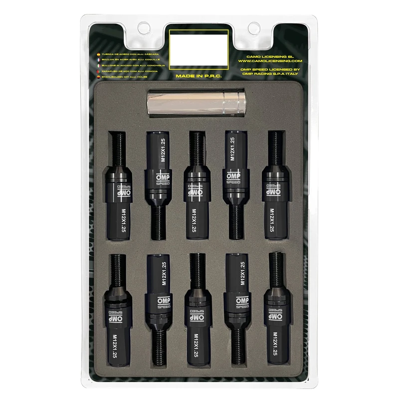 Omp Speed - Set of Performance Screws with Aluminium Protection, M12X1.25, HEX: 17-19, L: 28 mm, Colour: Black