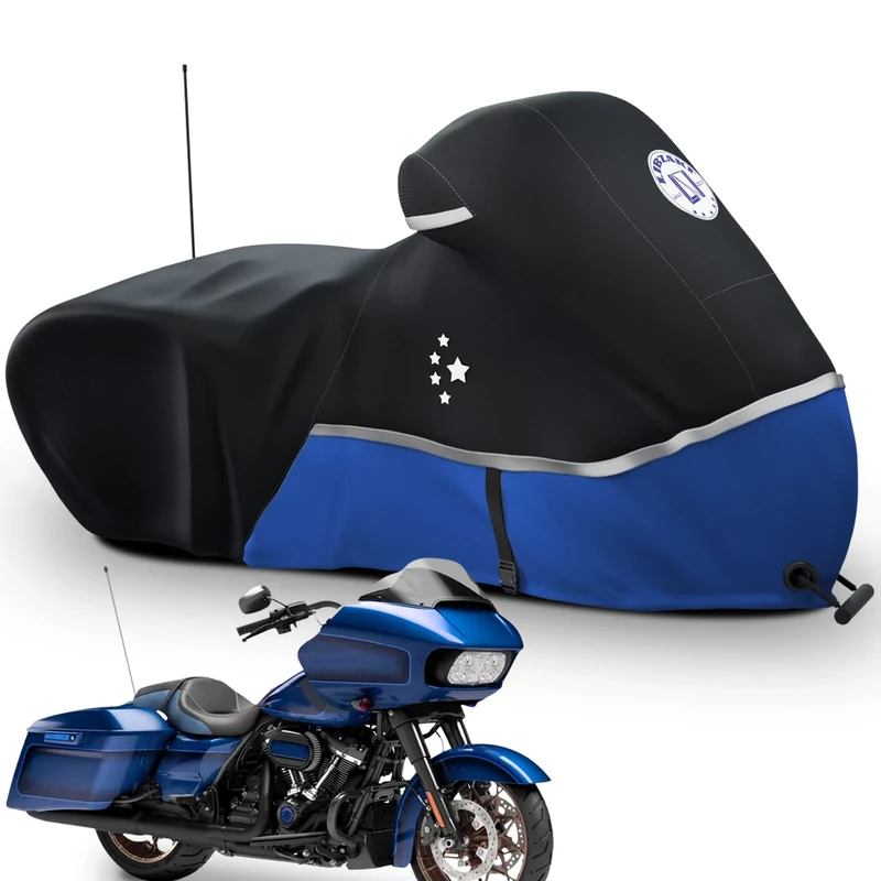 LI LIBZAKI Motorcycle Cover Storage for Touring Models Harley Davidson Road King,Road Glide,Street Glide, Electra Glide,Heritage Classic,Low Rider-ST,Indian/Honda/BMW/Ducati/Suzuki/Kawasaki/KTM Blue