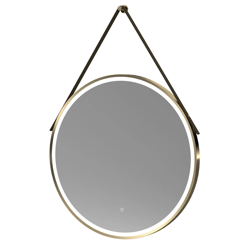 nuie LQ722 Salana Modern Bathroom Wall Hung Framed LED Touch Sensor Mirror, Brushed Brass