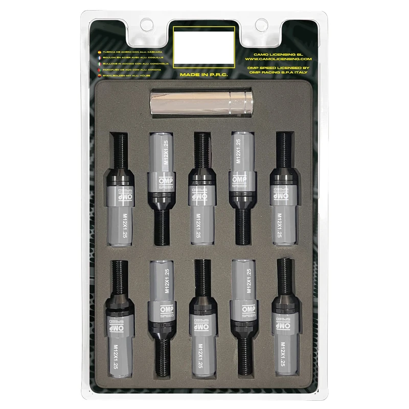 OMP SPEED - Set of Performance Screws with Aluminium Protection, M12X1.25, HEX: 17-19, L: 28 mm, Colour: Grey