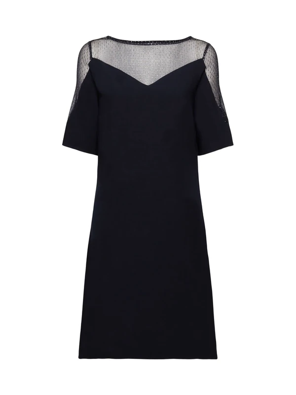 ESPRIT Collection Mini Dress with Glitter Neckline, Navy, 10 - Image 1