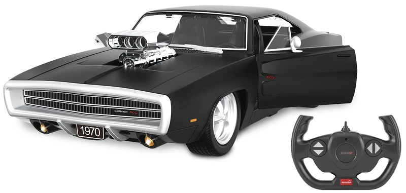 JAMARA Dodge Charger R/T 1970 1:16 2.4GHz Manual Door - Officially Licensed, Detailed Interior, Faithful Painting, Remote Controlled RC Car