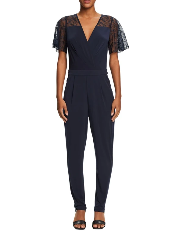 ESPRIT Collection Lace V-Neck Onesie, navy, S - Image 1