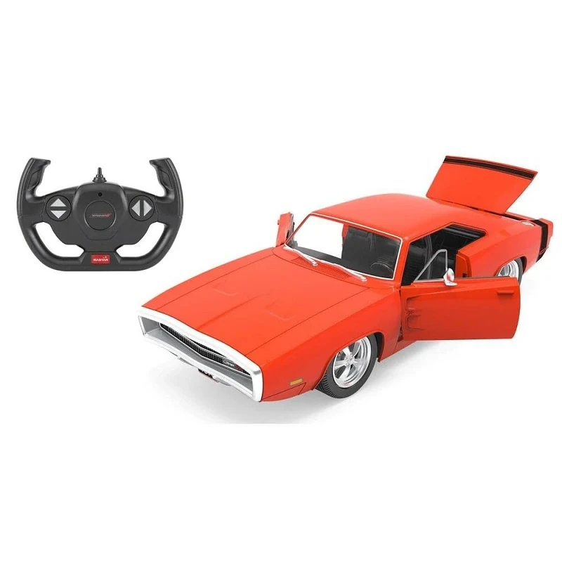 JAMARA 402116 Dodge Charger R/T 1970 1:16 2.4GHz Door Manually Officially Licensed, Detailed Interior, Faithful Painting, Remote Controlled RC Car, Red