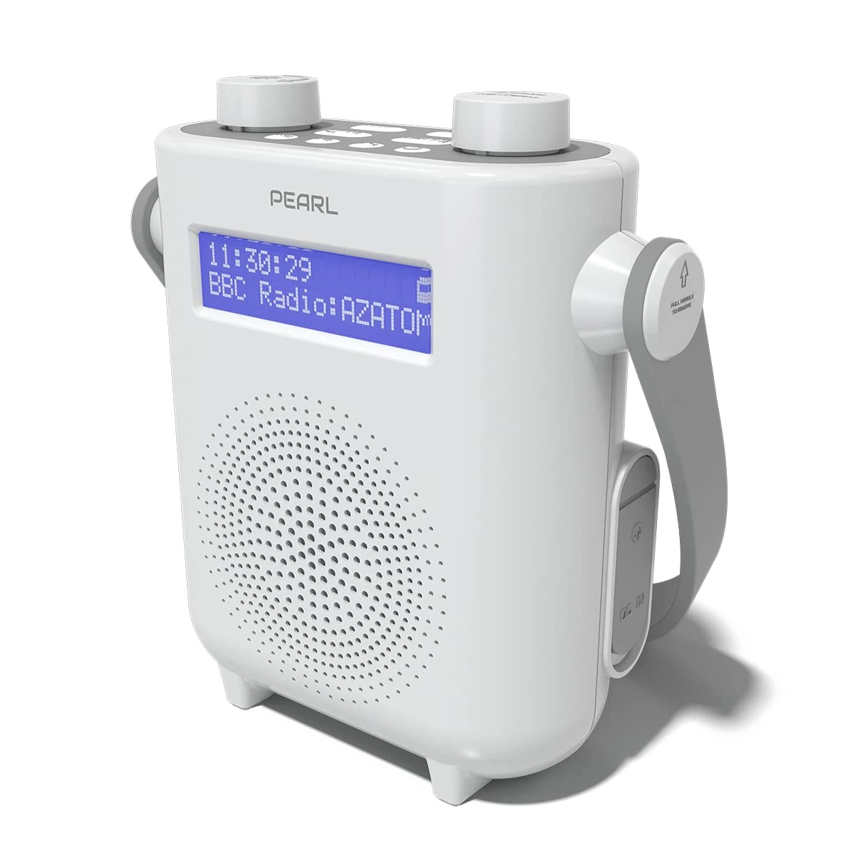 DAB/DAB+ & FM Digital Shower Radio | Bluetooth | IPX5 Water Resistant Technology | Rechargeable Battery | Perfect for Home, Bathroom or Outdoors | AZATOM Pearl (White)
