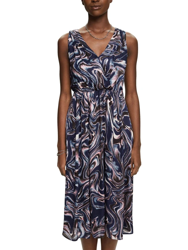ESPRIT Women's 023eo1e347 Dress, Navy, 8
