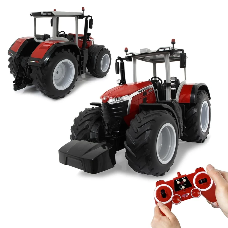 JAMARA 405301 Massey Ferguson 8S.285 1:16 2.4 GHz RC Tractor, Engine Sound (Can Be Turned Off), Reverse Warning Sound, Shut-Off Function, 2 Wheel Drive, Rubber Tyres, Bright LED, Indicator, Demo - Image 1