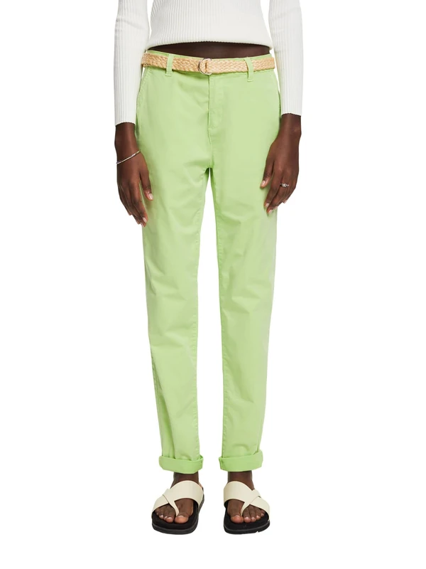 ESPRIT Lightweight Stretch Belted Chino, Citrus Green, 30W x 34L - Image 1