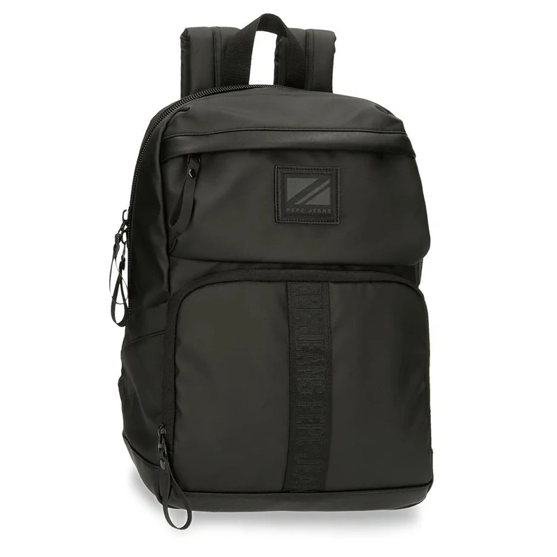 Pepe Jeans Hoxton Adaptable Laptop Backpack 13.3" Black 25 x 36 x 10 cm Polyester and PU, multicoloured, One Size, Laptop Backpack Adaptable