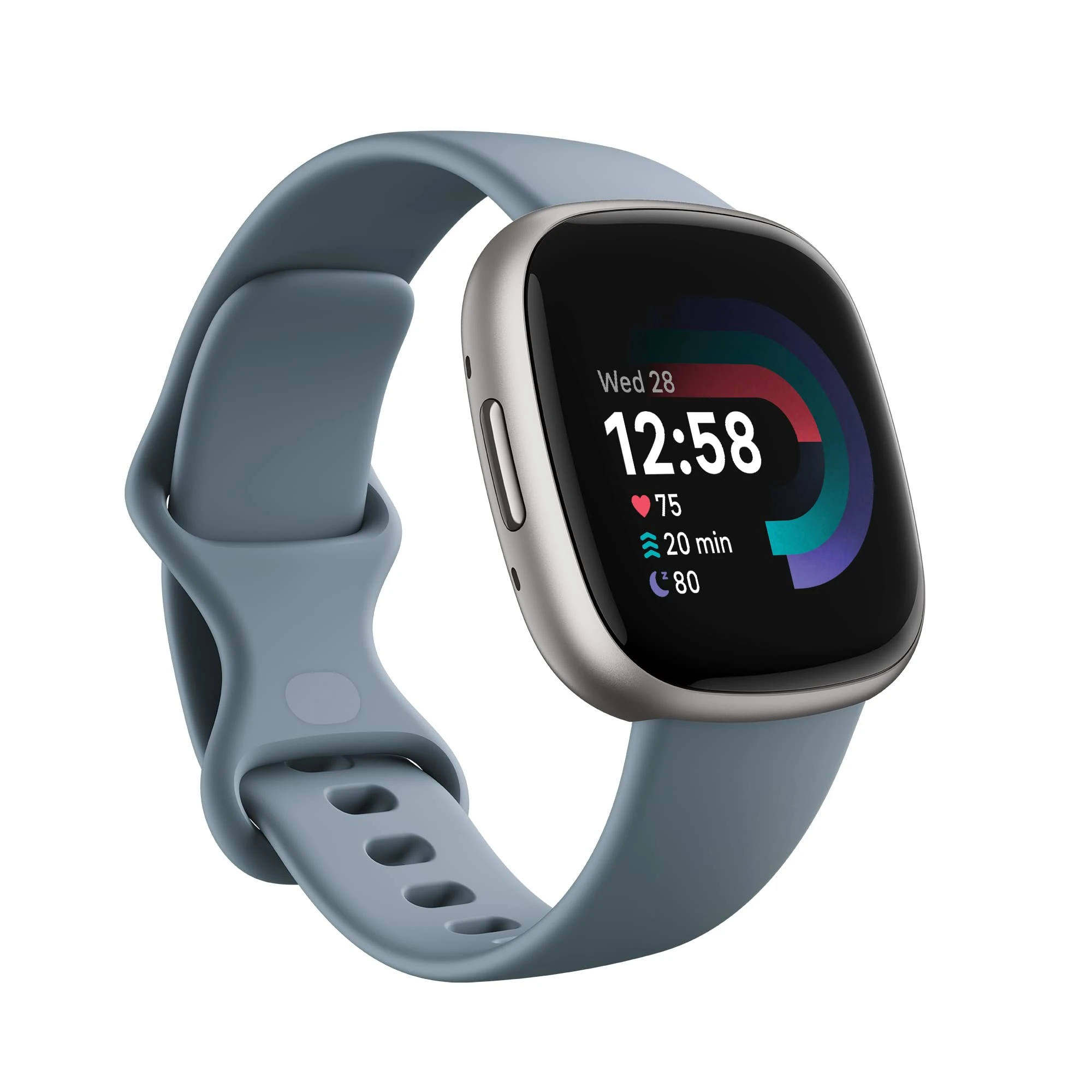 Google Fitbit Versa 4 Fitness Smartwatch with built-in GPS and up to 6 days battery life - compatible with iOS 15 or higher & Android OS 9.0 or higher, Waterfall Blue/Platinum
