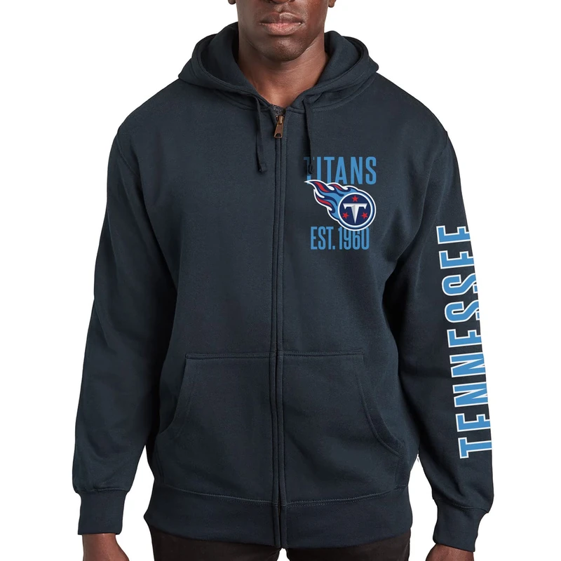 Junk Food Unisex's NFL MVP Zip Hoodie Sweatshirt Hooded, Tennessee Titans-Navy, XL