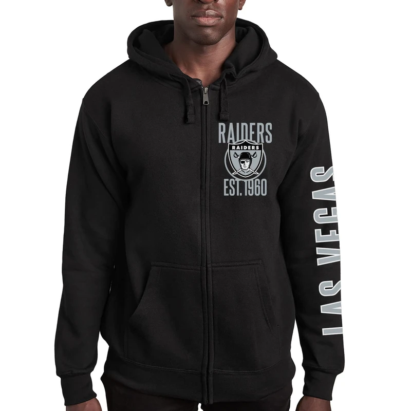 Junk Food Unisex's NFL MVP Zip Hoodie Sweatshirt Hooded, Black, XXL