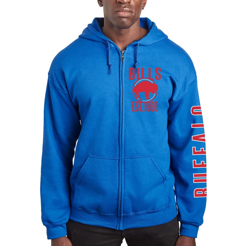 Junk Food Unisex's NFL MVP Zip Hoodie Sweatshirt Hooded, Blue, M