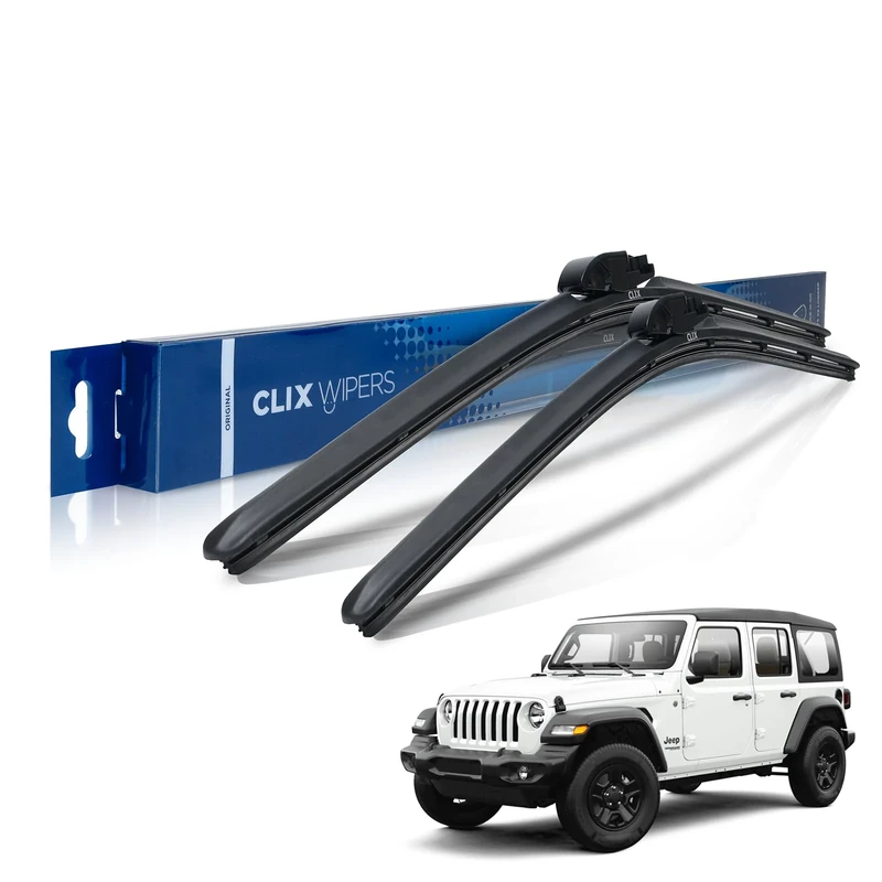 Clix Wipers - OG Black Wiper Blades for Jeep Wrangler - All-Weather Replacement Windshield-Wipers for All Wrangler/Unlimited Models (1997-2022) - Set of 2 Blades