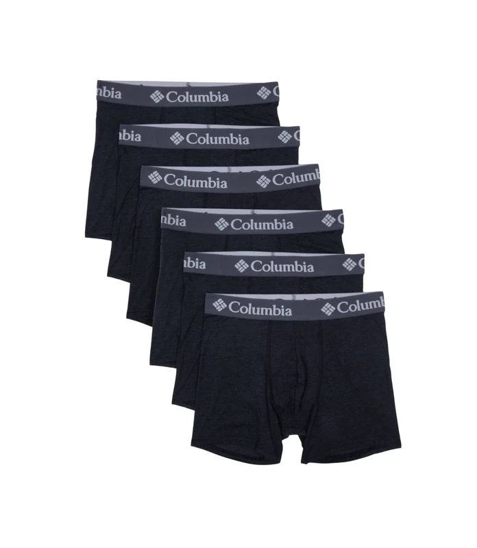 Columbia Mens Polyester Spandex Boxer Brief 6 Pack, Black, M