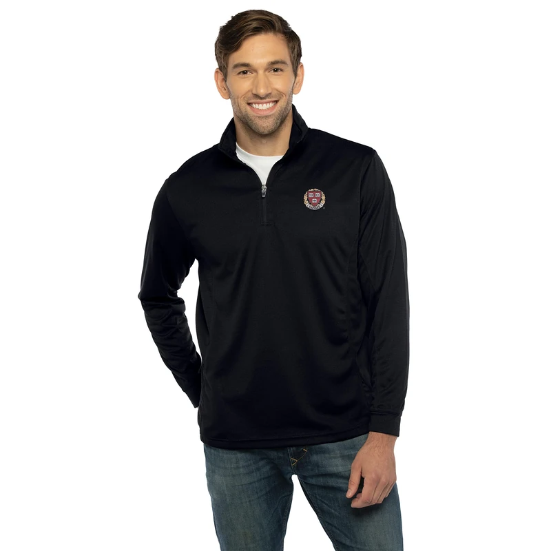 Vantage Apparel Men's Collegiate Micro Mesh Performance Black 1/4 Zip Pullover Sweater, XXL - Image 1