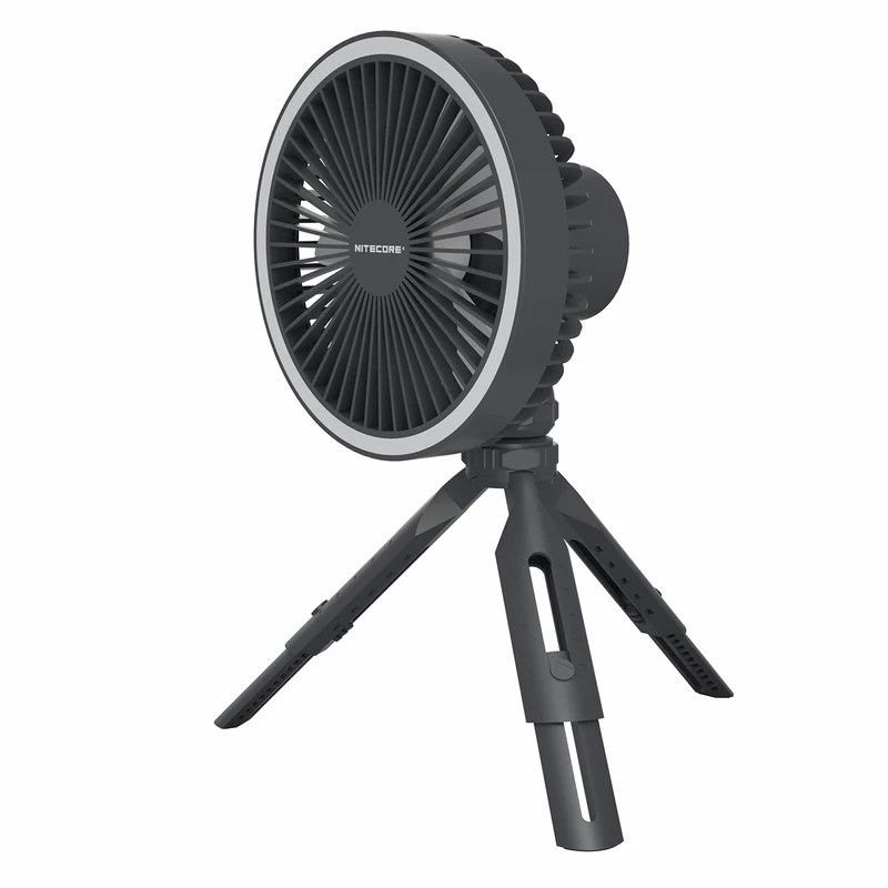 Nitecore NEF10 Multifunctional Portable Electric Fan with LED Ring Light, Flexible Ball Head Tripod, 10000mAh Brushless Motor (Gray) - Image 1