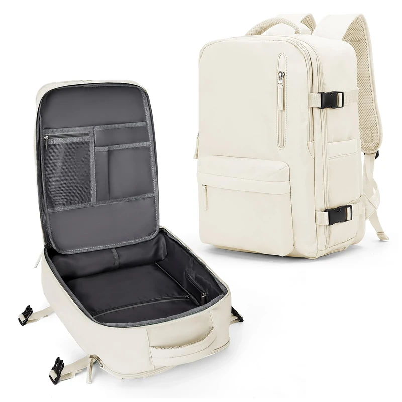 VECAVE Travel Backpack for Women Airline Approved Carry On Backpack, C-beige, S, Laptop Backpack