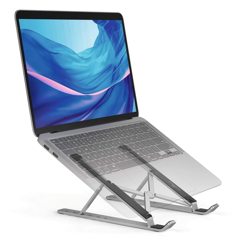 Durable Laptop Stand for Laptops And Tablets | Foldable And Height Adjustable | Includes Travel Bag | Silver