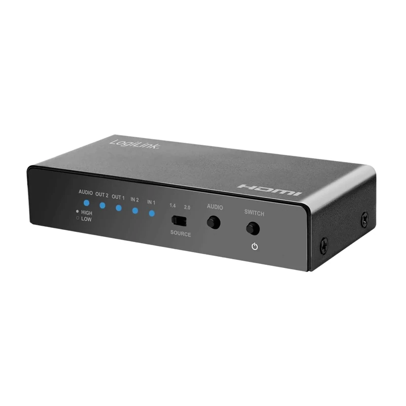 LogiLink HD0039 HDMI Switch 2 x 2 Port (2 x Sources and 2 x Outputs), Bi-Direct, 4K/60 Hz, EDID, HDCP, HDR, Downscaler