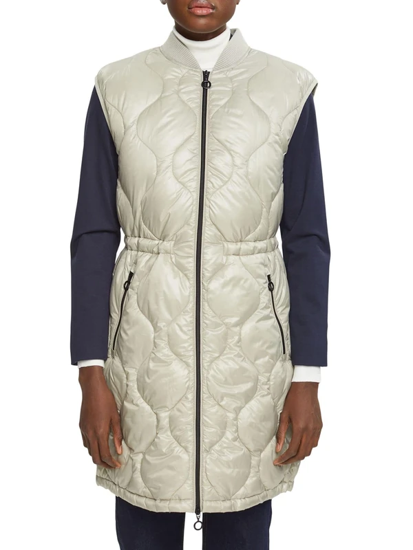 ESPRIT Long Quilted Vest, Dusty Green, XXL