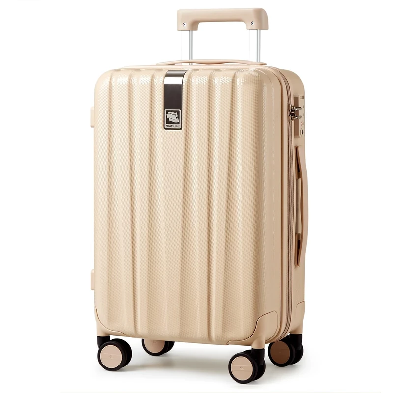 Hanke Upgrade Luggage Suitcase Medium Size Cabin Suitcase with Spinner Wheels Lightweight PC Hard Shell Rolling Suitcase with TSA Lock,Checked-Medium 24-Inch(Cuba Sand)