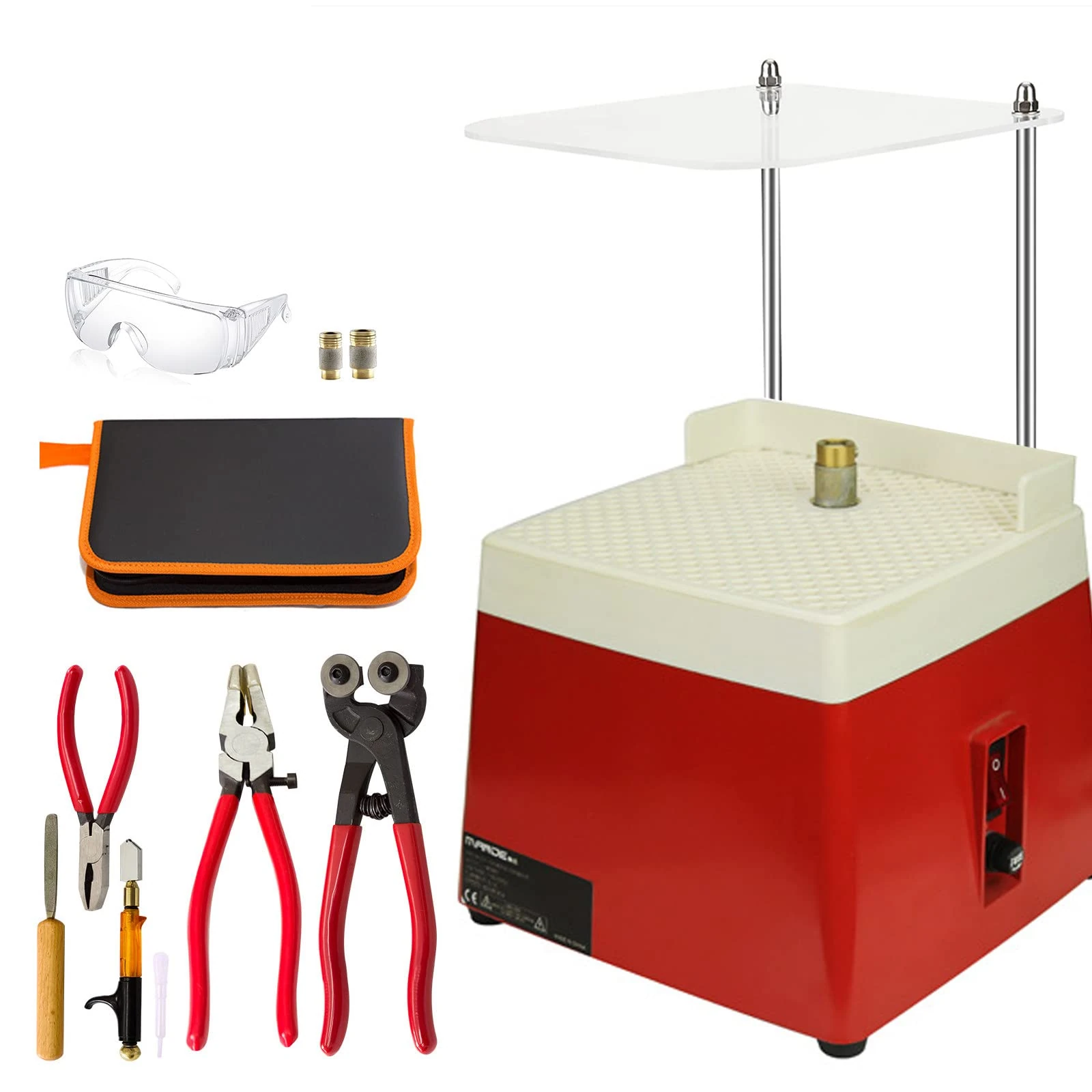 Portable Mini Glass Grinder, Glass Mosaic Starter Kit, Professional Mosaic Tile and Stained Glass Start-up Tool Set,A