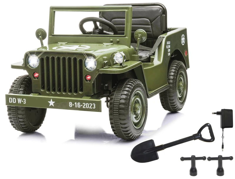 Jamara Ride-on Jeep Willys MB Army Vert 12V - Model 461815 - Image 1