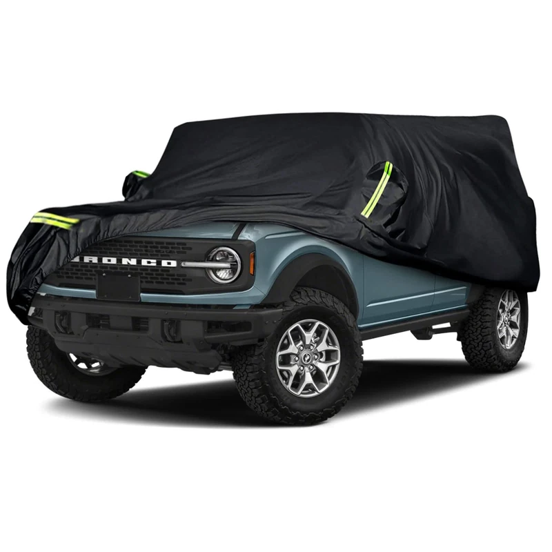 Waterproof Car Covers Replace for 2021 2022 Ford Bronco 4 Door, 6 Layers All Weather Bronco Car Cover with Zipper Door & Windproof Strap for Snow Rain Dust Hail Protection (4 Door)