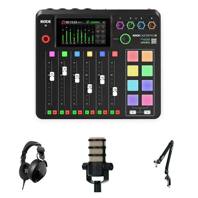 RØDE 2 Person Podcasting Bundle, 1 x RCP II, 1 x RØDECover 2, 2 x NTH100, 2 x PodMic, 2 x PSA1
