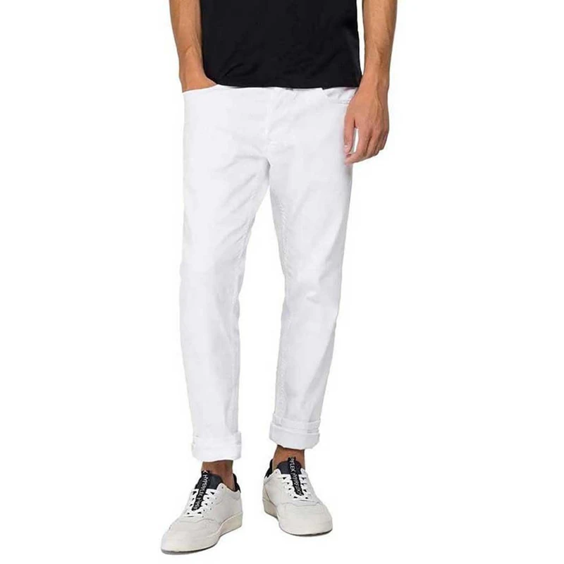 Replay Herren Jeans Anbass Slim-Fit, Optical White 001 (Weiß), 28W / 32L
