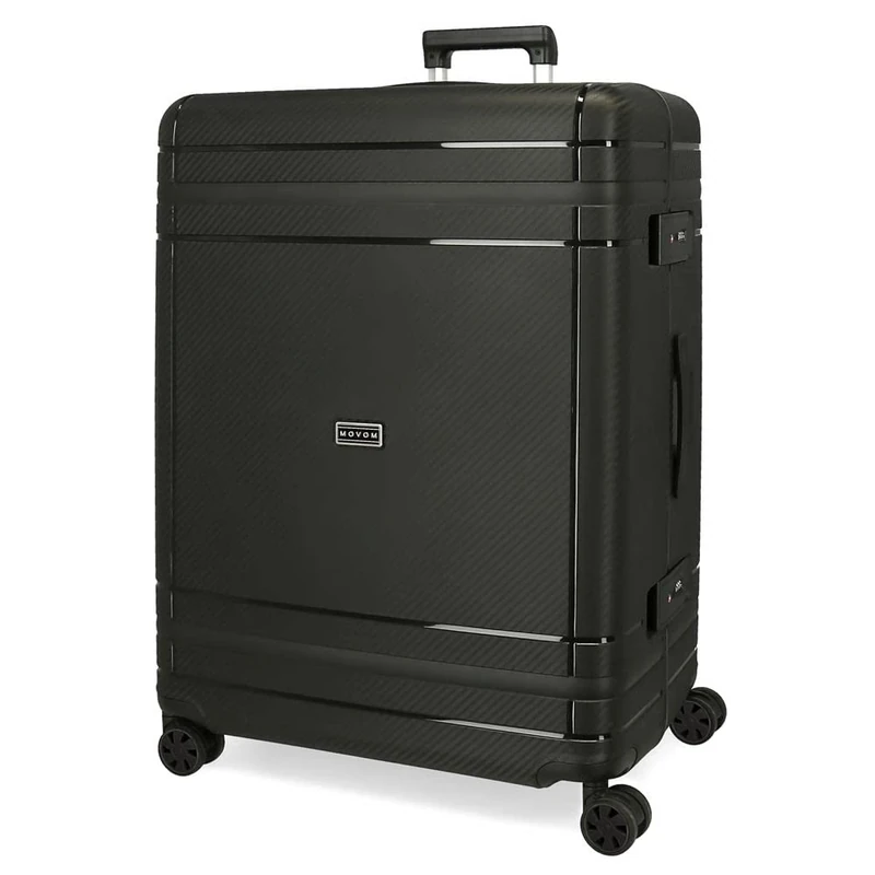 MOVOM Dimension Cabin Suitcase Black 40 x 55 x 20 cm Rigid Polypropylene Closure, Black, Talla Unica, Large Suitcase