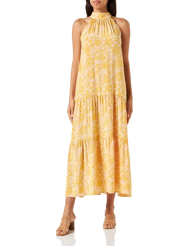 Noa Noa Women's DimaNN Dress, Print Yellow/Peach, 12, Print Yellow/Peach, 14