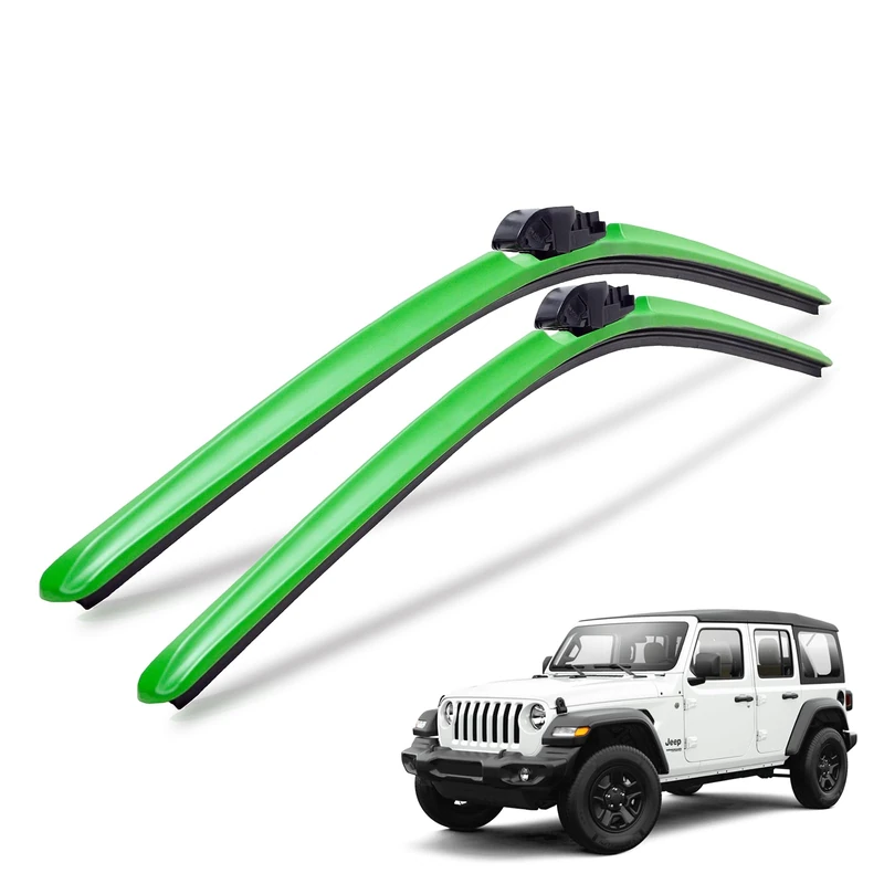 Clix Wipers - Green Carbon Wiper Blades for Jeep Wrangler - All-Weather Replacement Windshield-Wipers for All Wrangler/Unlimited Models (1997-2022) - Set of 2 Blades