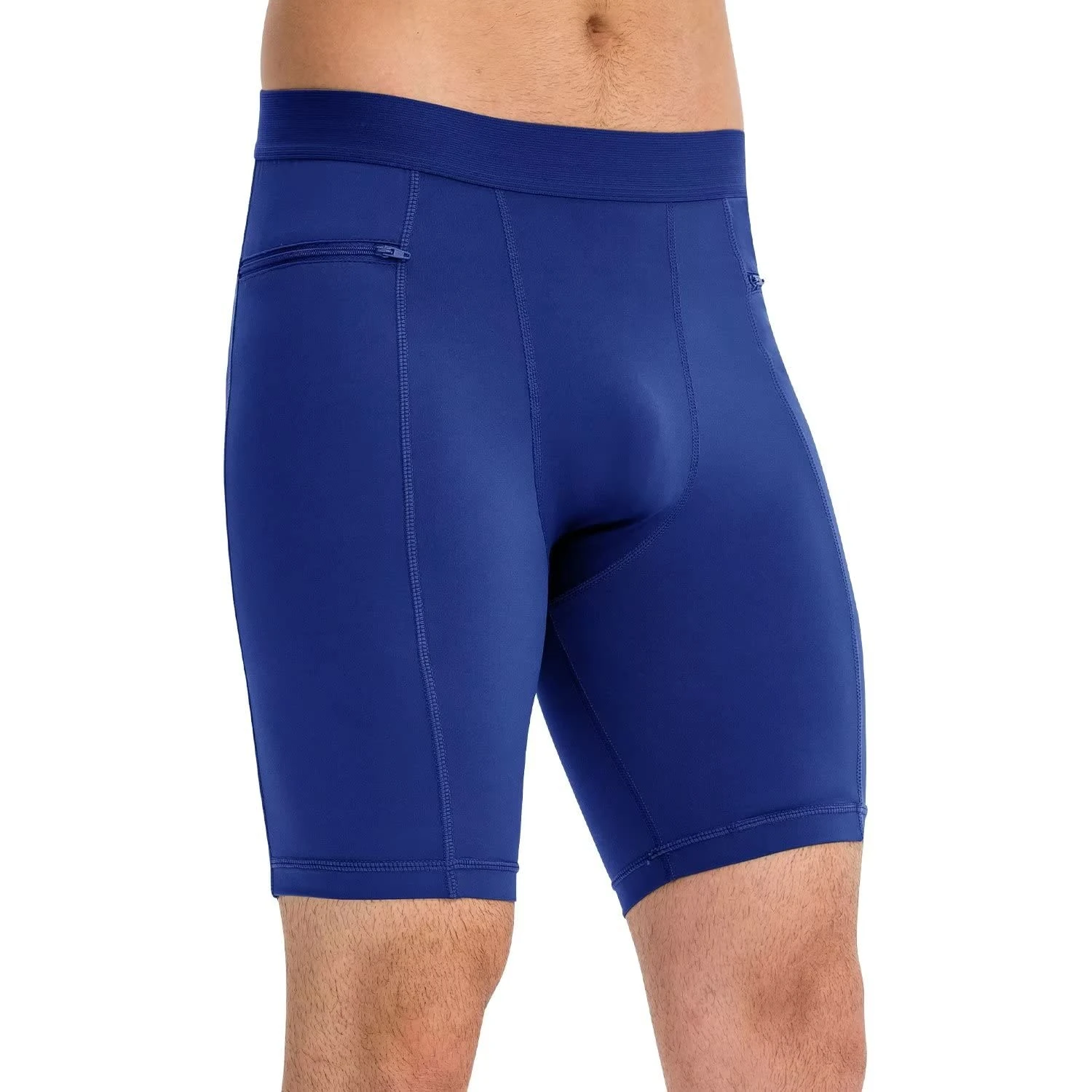 Sillictor Mens Compression Shorts with Phone Pocket Quick Dry High Wicking Cycling Running Underwear Men Tight Sports Shorts Men for Gym Workout,High Wicking Muscle Support 1407 Blue M